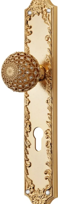 Casa Padrino Barock Türknauf Set mit Swarovski Kristallglas H. 30 cm - Made in Italy