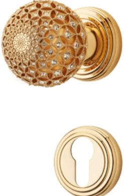 Casa Padrino Barock Türknauf Set mit Swarovski Kristallglas Ø 5,5 cm - Made in Italy