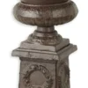 Casa Padrino Barock Vase Antik Braun Ø 14,3 x H. 21,7 cm - Kleine runde Gusseisen Blumenvase mit Sockel - Garten Deko Vase - Barock Deko Accessoires