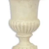 Casa Padrino Barock Vase Creme Ø 17 x H. 21,8 cm - Kleine runde Gusseisen Blumenvase - Garten Deko Vase - Barock Deko Accessoires