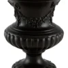 Casa Padrino Barock Vase Mattschwarz Ø 21 x H. 29 cm - Runde Barock Keramik Blumenvase - Deko im Barocktil