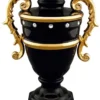 Casa Padrino Barock Vase Schwarz / Gold 26 x 18 x H. 36 cm - Prunkvolle Keramik Blumenvase mit Swarovski Kristallglas