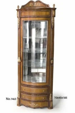 Casa Padrino Barock Vitrine aus Massivholz in Dunkelbraun und Messing - 70 x 45 x H. 185 cm