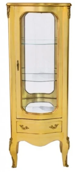 Casa Padrino Barock Vitrine Gold 130 cm - Luxus Vitrinenschrank aus Holz und Glas
