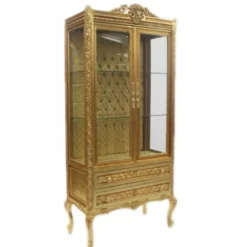 Casa Padrino Barock Vitrine Gold ModF4 - Luxus Doppel Vitrinenschrank aus Massivholz - 180 x 80 x 50 cm