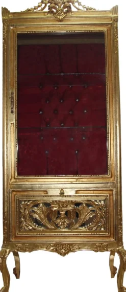 Casa Padrino Barock Vitrine Gold / Bordeaux - Vitrinenschrank - Wohnzimmerschrank Glasvitrine - Antik Look