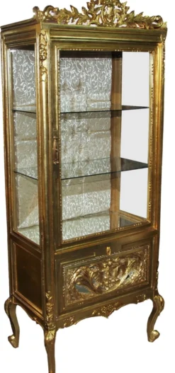 Casa Padrino Barock Vitrine Gold / Gold - Vitrinenschrank - Wohnzimmerschrank Glasvitrine - Antik Look