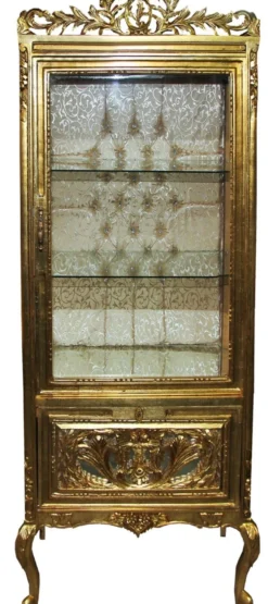 Casa Padrino Barock Vitrine Gold / Gold - Vitrinenschrank - Wohnzimmerschrank Glasvitrine - Antik Look