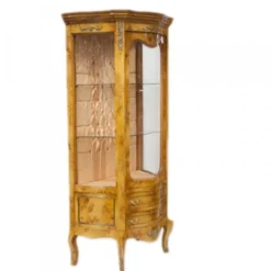 Casa Padrino Barock Vitrine Hellbraun 88 x H. 180 cm - Massivholz Vitrinenschrank - Wohnzimmerschrank - Barock Möbel
