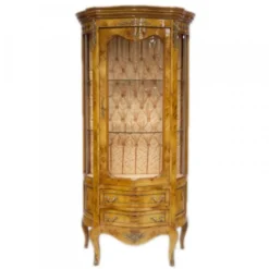 Casa Padrino Barock Vitrine Hellbraun 88 x H. 180 cm - Massivholz Vitrinenschrank - Wohnzimmerschrank - Barock Möbel
