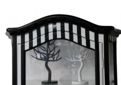 Casa Padrino Barock Vitrine im Streifendesign Schwarz/Weiß - Vitrinenschrank aus Holz und Glas - 73 x 36 x 176 cm