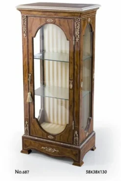 Casa Padrino Barock Vitrine in Dunkelbraun Creme Gold - 58 x 38 x H. 130 cm - Barock Möbel