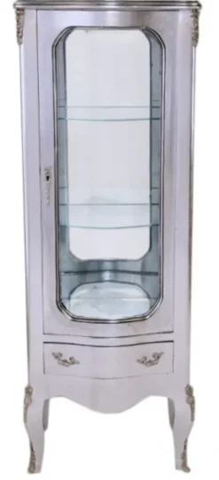 Casa Padrino Barock Vitrine im Antik Stil Silber 50 x 40 x 130 cm - Vitrinenschrank aus Holz und Glas