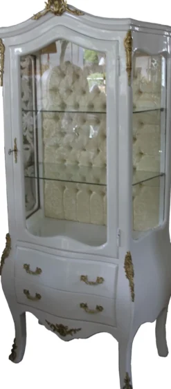 Casa Padrino Barock Vitrine im Antik Stil - Weiß / Gold - Breite 72 cm, Tiefe 45 cm, Höhe 184 cm