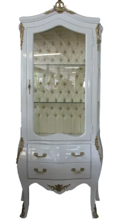 Casa Padrino Barock Vitrine im Antik Stil - Weiß / Gold - Breite 72 cm, Tiefe 45 cm, Höhe 184 cm