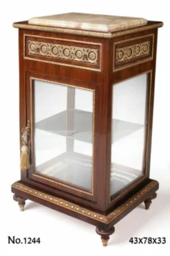 Casa Padrino Barock Vitrine im Antik Stil - Dunkelbraun / Creme / Gold - 43 x 33 x H. 78 cm