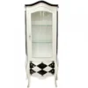 Casa Padrino Barock Vitrine im Antik Stil - Weiß / Karo Schwarz-Weiß - 185 x 85 x 50 cm