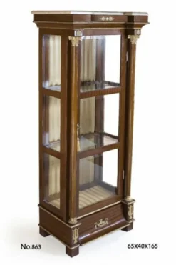 Casa Padrino Barock Vitrine Vitrinenschrank Wohnzimmerschrank in Braun Creme 64 x 40 x H. 165 cm