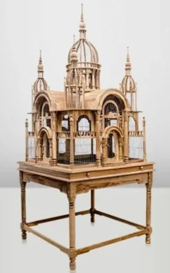 Casa Padrino Barock Vogelpalast handgeschnitzt aus Mahagoniholz - Mahagoni Natur, 100 x 100 x H 250 cm