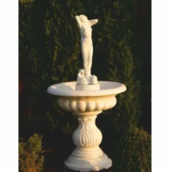 Casa Padrino Barock Vogeltränke Brunnen Frau Sandfarben Ø 79 x H. 156 cm