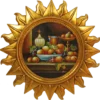 Casa Padrino Barock Wandbild Sonne mit Obst Mehrfarbig / Gold Ø 88 cm - Wanddeko - Barock Deko Accessoires