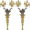 Casa Padrino Barock Wandleuchten Set Engel Bronze / Gold - Prunkvolle Barock Hotel & Restaurant Wandlampen - Barock Leuchten - Edel & Prunkvoll