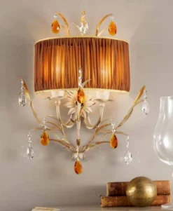 Casa Padrino Barock Wandleuchte Elfenbein B. 45 x T. 55 cm 2-flammig - Handgefertigte Leuchte aus Italien - Barock Leuchten