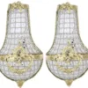 Casa Padrino Barock Wandleuchten Set im prunkvollen Gold Design mit Kristall Behang - 20 x 10 x 45 cm