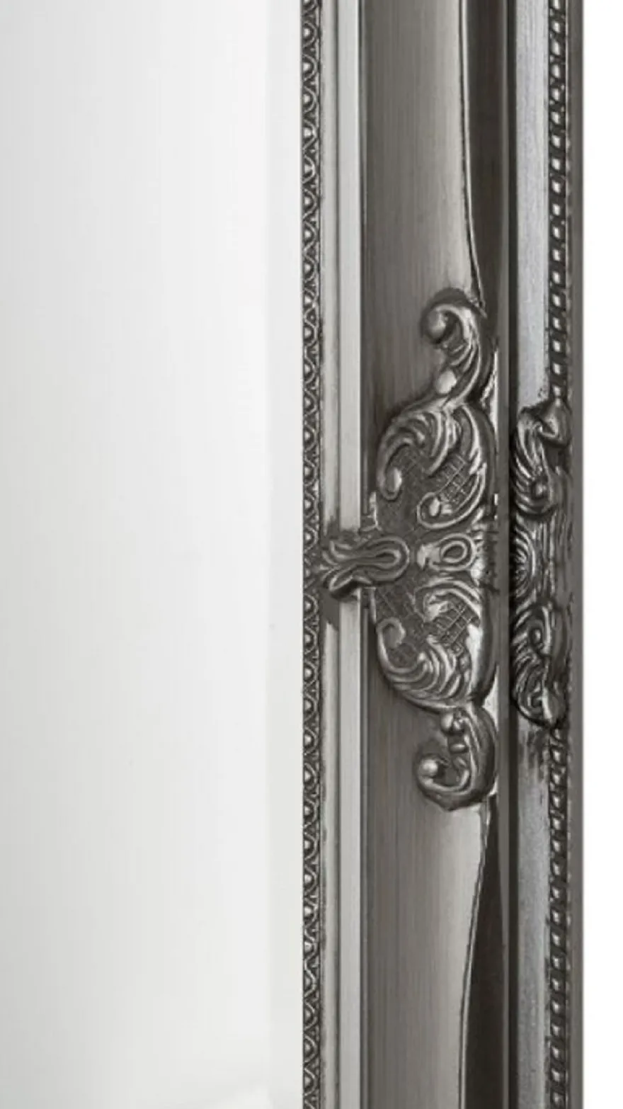 Casa Padrino Barock Wandspiegel Silber 72 x H. 132 cm - Handgefertigter Barock Spiegel mit Holzrahmen und wunderschönen Verzierungen