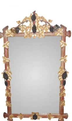 Casa Padrino Barock Wandspiegel mit Weintrauben-Ornamentik in Braun/Gold/Schwarz im Antik-Look, 141 x 85 cm