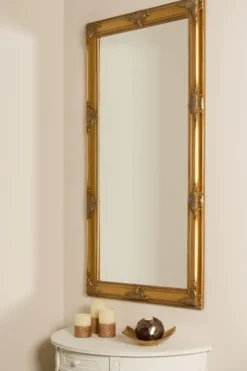 Casa Padrino Barock Wandspiegel Gold 72 x H. 132 cm - Handgefertigter Barock Spiegel mit Holzrahmen und wunderschönen Verzierungen