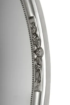 Casa Padrino Barock Wandspiegel Oval Silber Höhe 77 cm, Breite 57 cm - Edel & Prunkvoll - Vintagelook - Handgefertigt