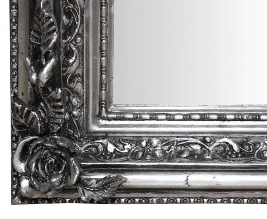 Casa Padrino Barock Wandspiegel Prunkvoll in Silber Antik-Look, Höhe 157 cm, Breite 90 cm