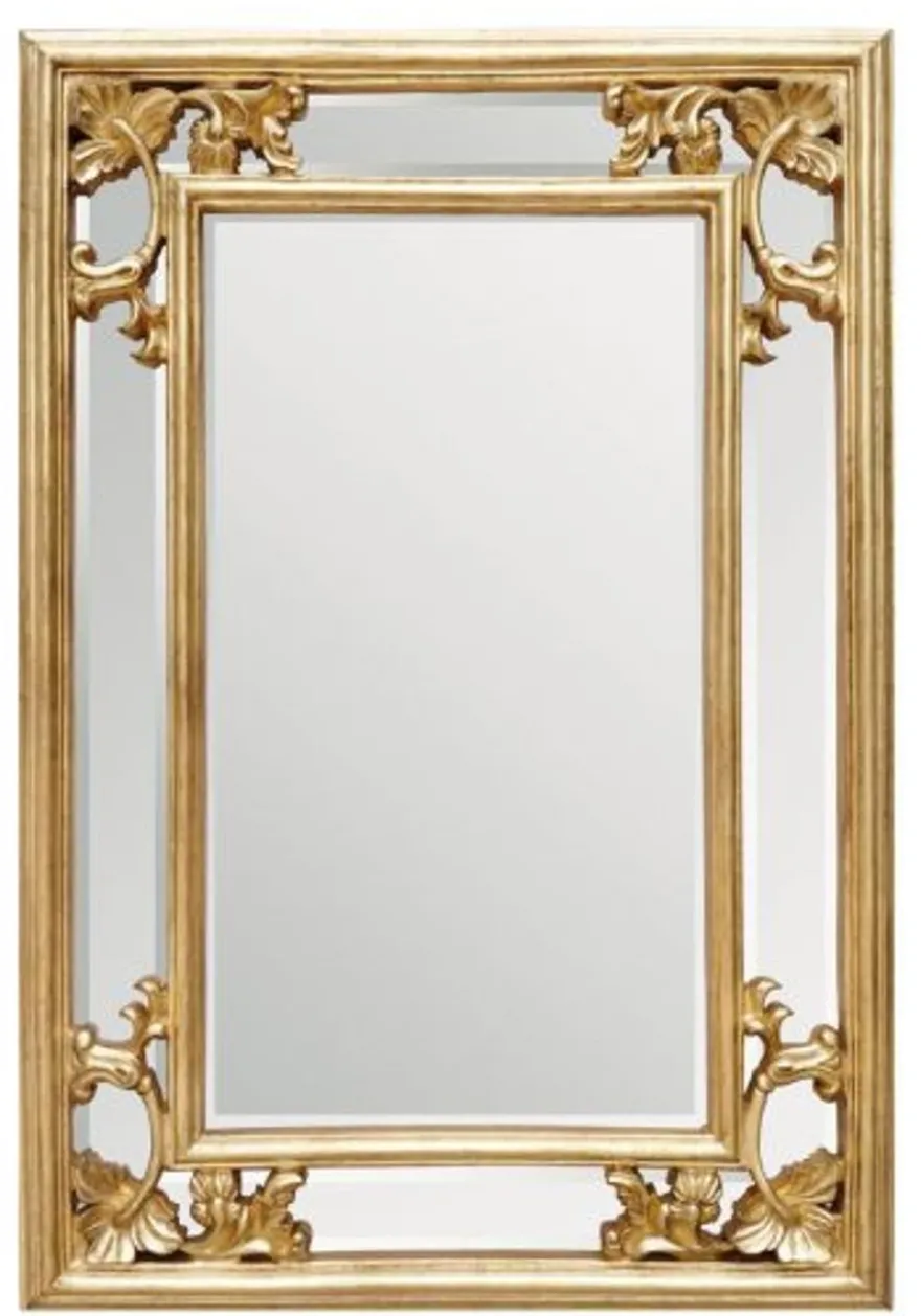 Casa Padrino Barock Wandspiegel Prunkvoll in Gold - 96 cm x 66 cm - Luxuriöses Wohnaccessoire für gehobene Ansprüche