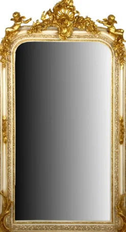 Casa Padrino Barock Wandspiegel Antik Stil Creme / Gold 85 x H. 160 cm - Prunkvoller Barock Spiegel mit wunderschönen Verzierungen