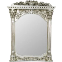 Casa Padrino Barock Wandspiegel Silber 90 x H. 115 cm - Barockstil Spiegel Antik Stil Möbel