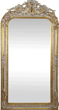 Casa Padrino Barock Wandspiegel Gold / Weiß 85 x H. 160 cm - Barock Spiegel mit wunderschönen Verzierungen - Barock Möbel
