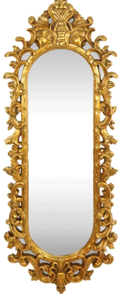 Casa Padrino Barock Wandspiegel Gold 55 x H. 125 cm - Handgefertigter Garderoben Spiegel - Edel & Prunkvoll
