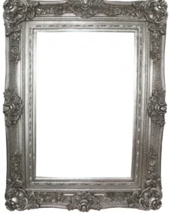 Casa Padrino Barock Wandspiegel Prunkvoller Spiegel in Silber Antik-Look, Höhe 130 cm, Breite 96 cm