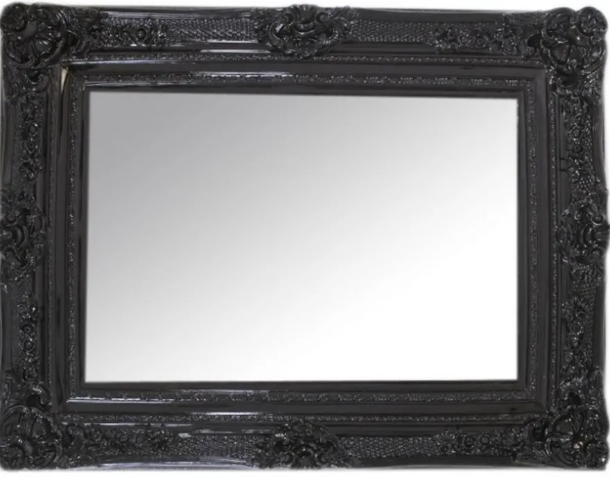 Casa Padrino Barock Wandspiegel Prunkvoller Spiegel in Schwarz 130 x 96 cm