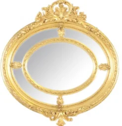 Casa Padrino Barock Wandspiegel Rund Gold 130 x 130 cm - Prunkvoller Spiegel im Antik Stil