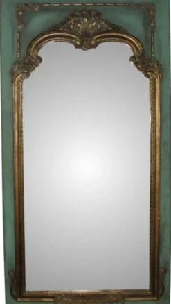 Casa Padrino Barock Wandspiegel Prunkvoller Antik Look in Petrolgrün und Gold, B 105 cm x H 192 cm
