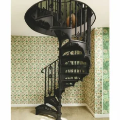 Casa Padrino Barock Wendeltreppe / Spiraltreppe mit Geländer linke Seite Schwarz H. 240 cm