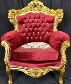 Casa Padrino Barock Wohnzimmer Set Bordeauxrot / Mehrfarbig / Gold - 1 Barock Sofa & 2 Barock Sessel - Wohnzimmer Möbel im Barockstil - Barock Möbel - Barock Wohnzimmer Einrichtung