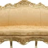 Casa Padrino Barock Wohnzimmer Set Gold Blumen Muster / Gold - 3er Sofa, 2er Sofa, Sessel