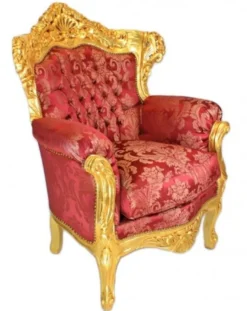 Casa Padrino Barock Wohnzimmer Set Bouquet Muster Bordeaux / Gold - 3er Sofa + 2 Sessel (200x80x130cm)