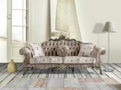 Casa Padrino Barock Wohnzimmer Set Braun / Beige / Schwarz / Gold - 2 Sofas & 2 Sessel & 1 Couchtisch - Barock Wohnzimmer Möbel