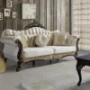 Casa Padrino Barock Wohnzimmer Set Champagnerfarben / Schwarz / Gold - 2 Sofas & 2 Sessel & 1 Couchtisch - Wohnzimmer Möbel - Edel & Prunkvoll