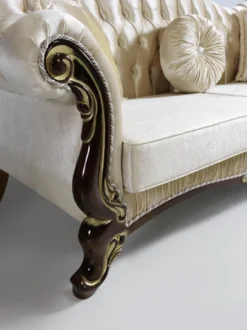 Casa Padrino Barock Wohnzimmer Set Champagnerfarben / Schwarz / Gold - 2 Sofas & 2 Sessel & 1 Couchtisch - Wohnzimmer Möbel - Edel & Prunkvoll
