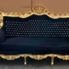 Casa Padrino Barock Wohnzimmer Set Schwarz / Gold - 1 Barock Sofa & 2 Barock Sessel - Barock Möbel - Barock Wohnzimmer Einrichtung - Wohnzimmer Möbel im Barockstil
